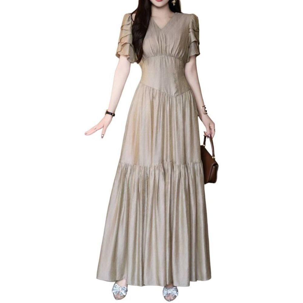 Burryco Womens Short Sleeve Maxi Dress